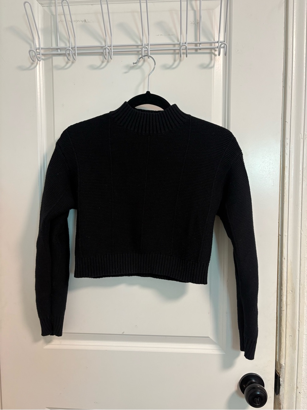La Hearts Black Cropped Turtleneck Sweater